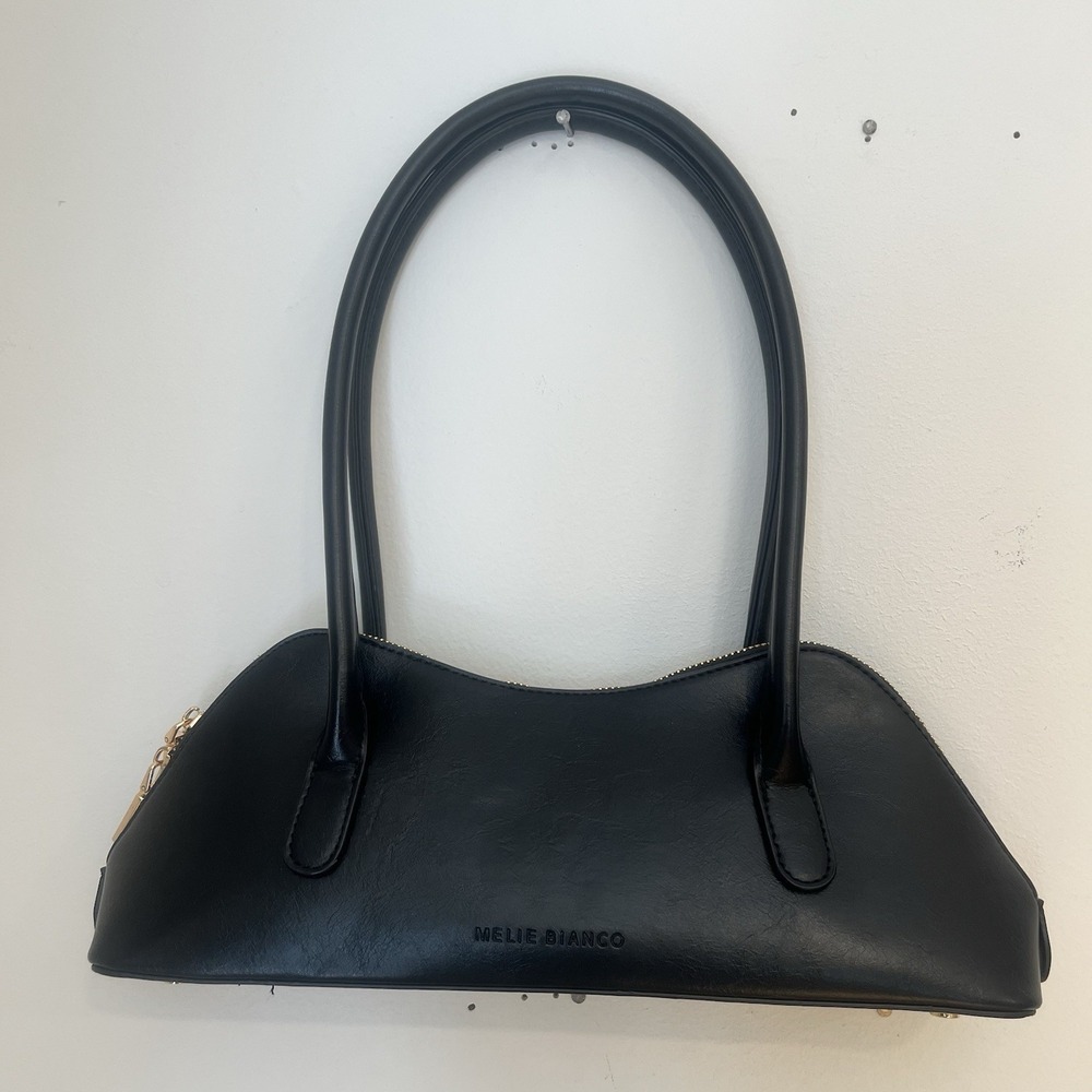 Melie Bianco Dakota Shoulder Handbag Black Vegan Leather Chic Quiet Luxury Purse